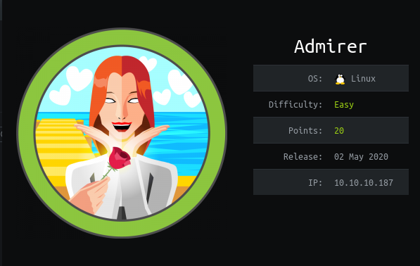 Informational data about the machine Admirer