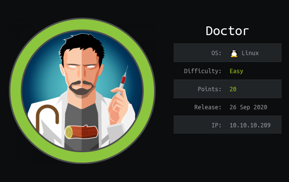 Informative description card of the machine Doctor