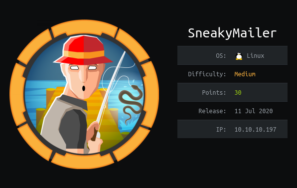 Descriptive information card on the machine sneakymailer