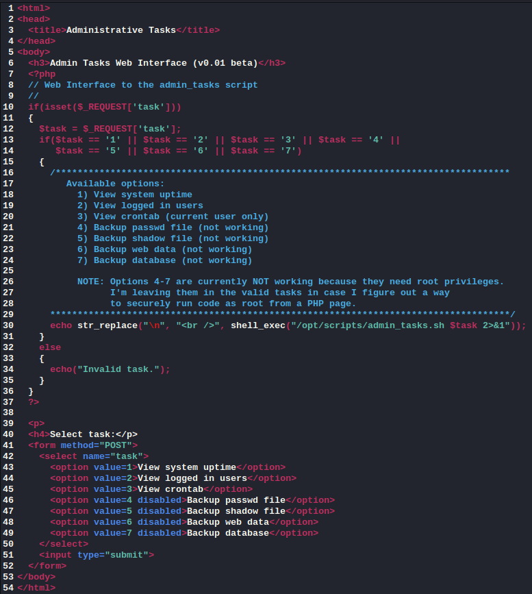 Admin tasks backdoor