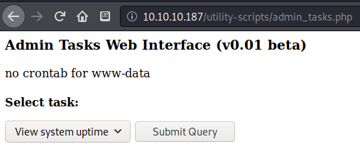 Admin tasks is running as the user www-data