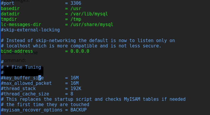 Changing the settings for mariadb
