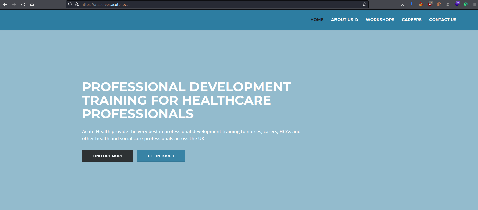Navigating to the full website address