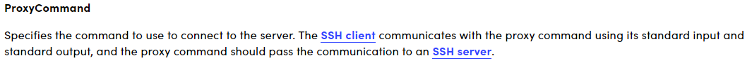 The SSH configuration file option proxycommand definition