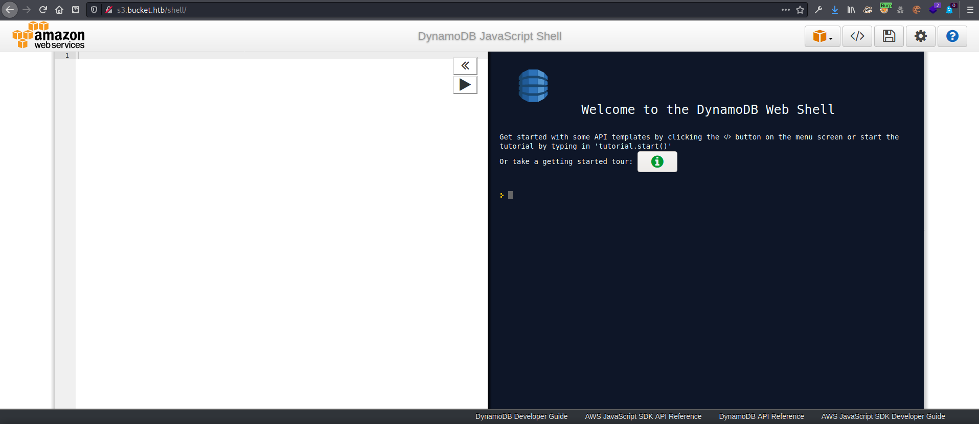 A DynamoDB web shell interface