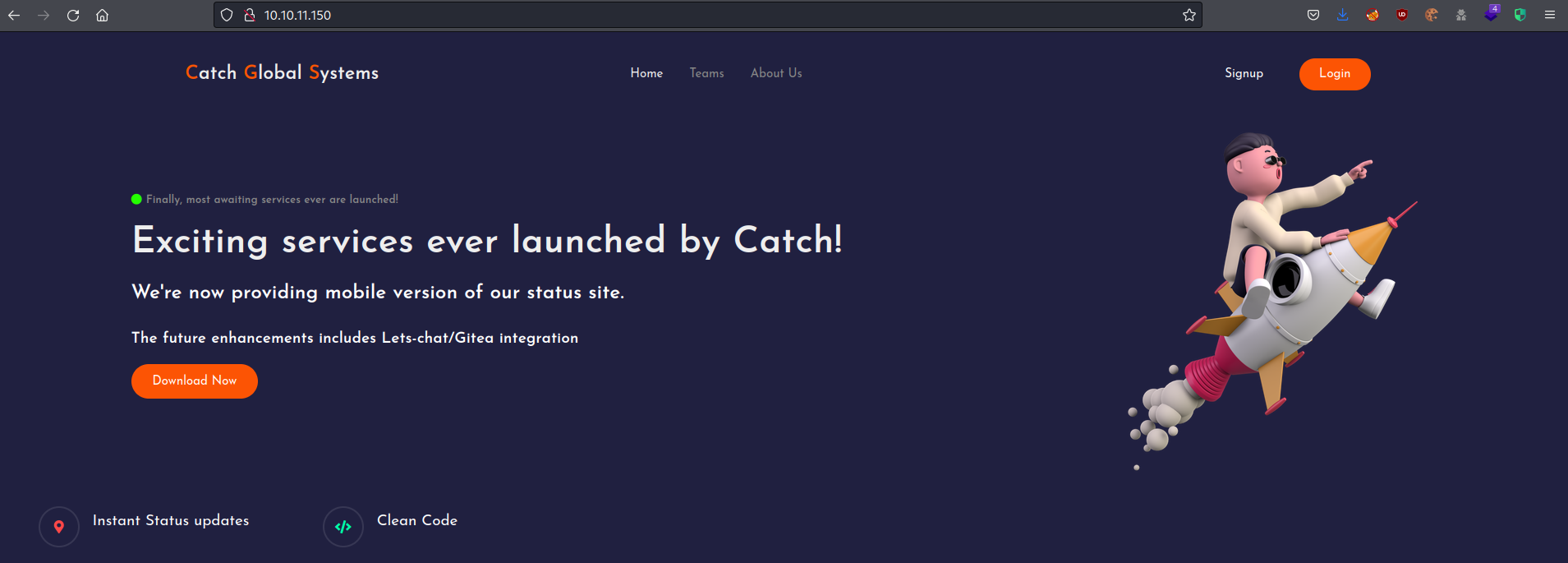 A website with a mobile app download link