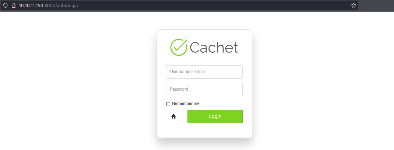 Cachet login page