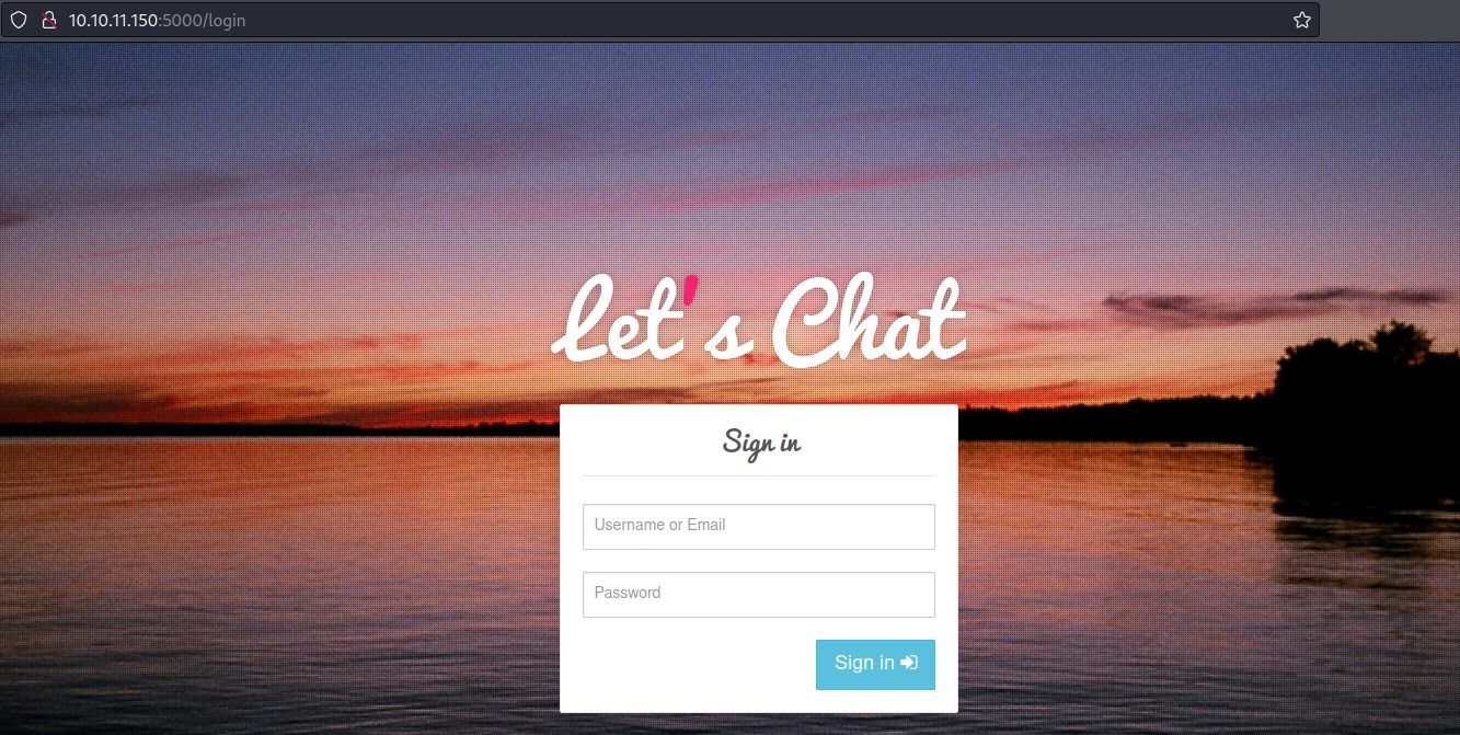 Let's chat login page