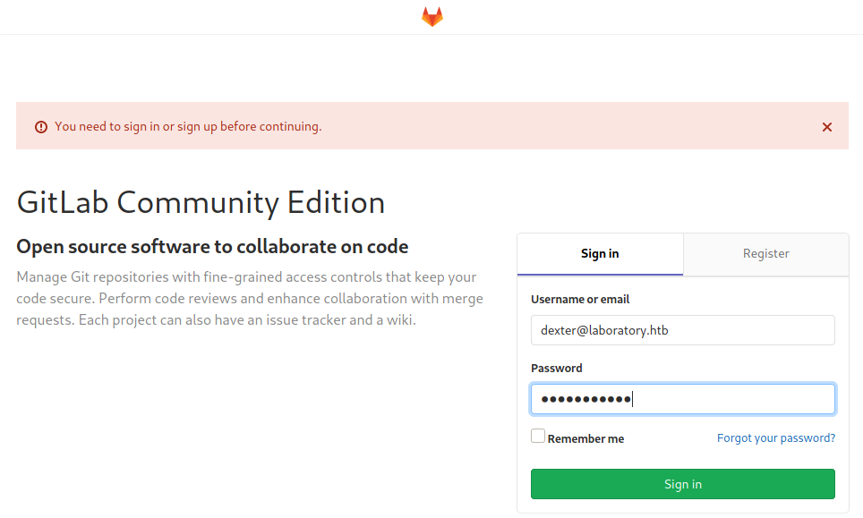 I failed to log in using the email address