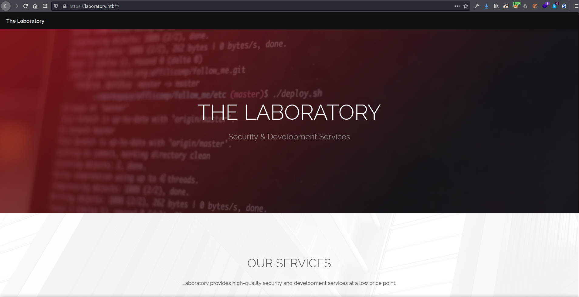 Screenshot of a security laboratory website