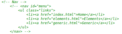 Navigation menu links hidden in the source code of the page
