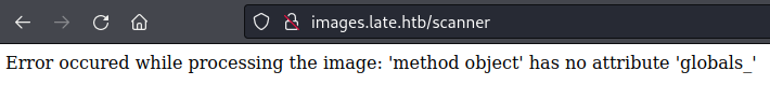 error reading the image saying no globals attribute