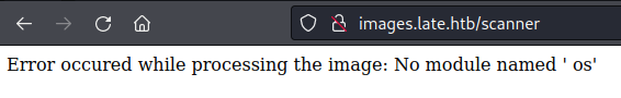 An error message saying there was no such module