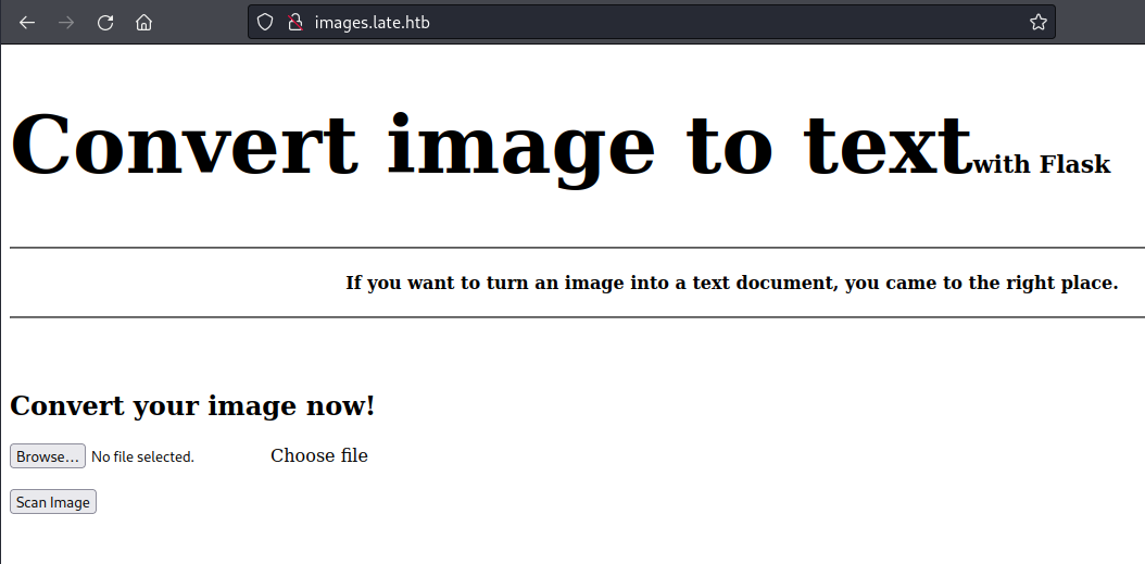 A site with the title Convert image to text with Flask