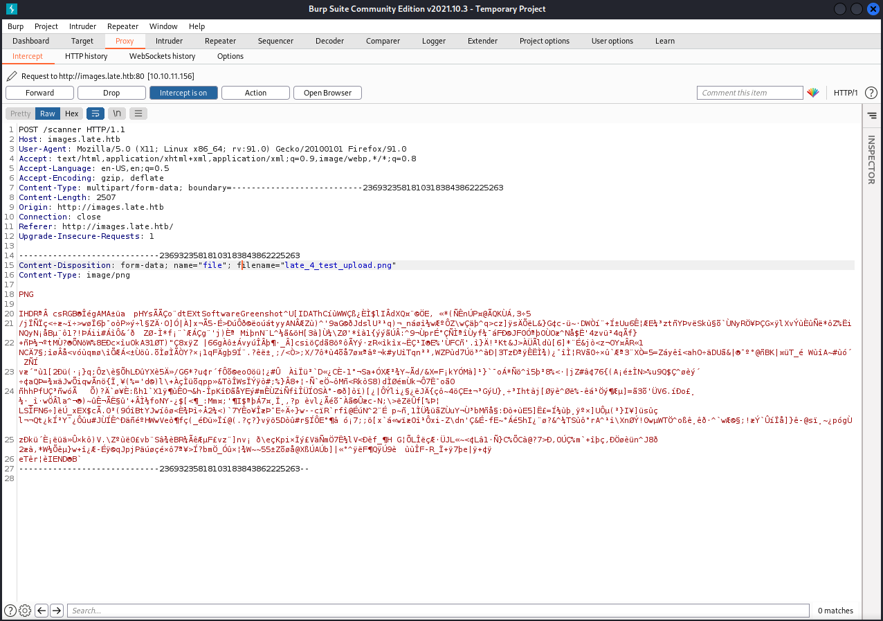 Sending a POST request to the server with a modified png file