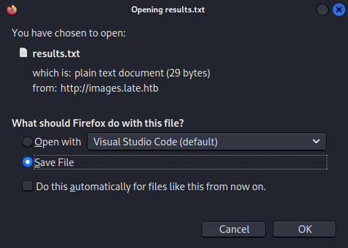 The results.txt download after each upload