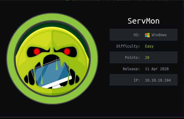 Descriptive information card on the machine servmon
