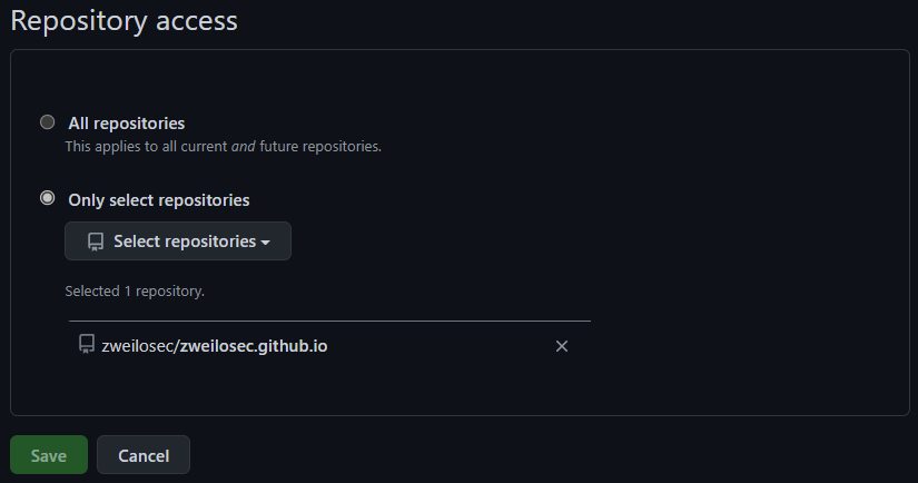 Select the repositories you with to enable this app for