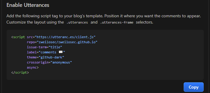 Copy the code to add to your site by clicking the copy button